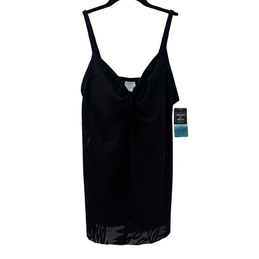 Swim Solutions Women's Knotted Flyaway Tankini Top in the Shade Black SZ 14 NWT - Picture 2 of 12